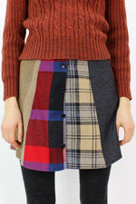 Mixed Plaid Mini Skirt S
