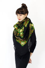 marigold & black babushka scarf | big!