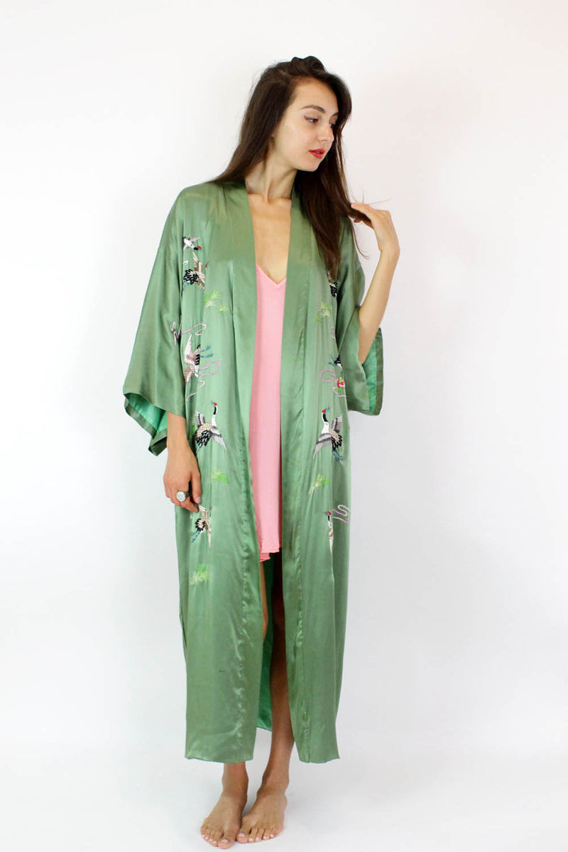 Sage Green Silk Kimono