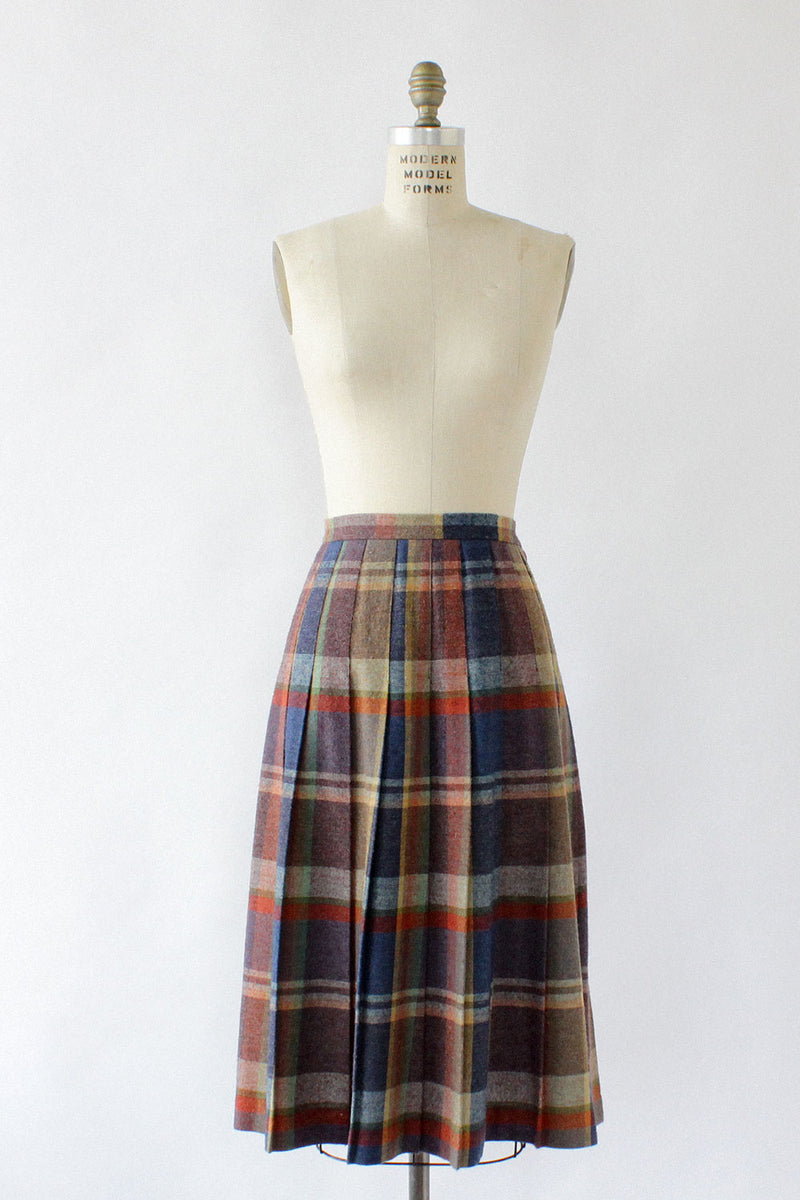 Carol Plaid Pleat Skirt S/M