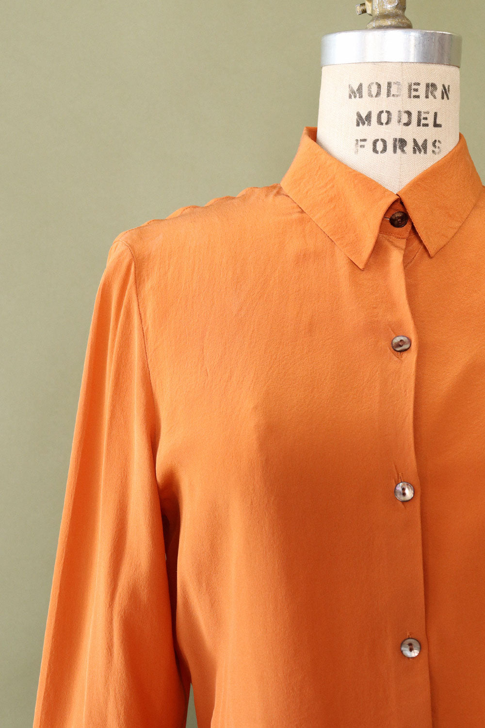 Pumpkin Orange Silk Blouse M