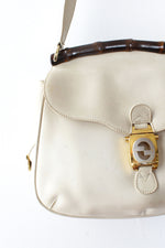 Cream Gucci Bamboo Frame Hobo Bag