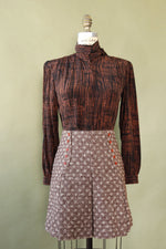Bark Brown Silk Tie Blouse S/M
