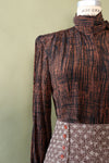 Bark Brown Silk Tie Blouse S/M
