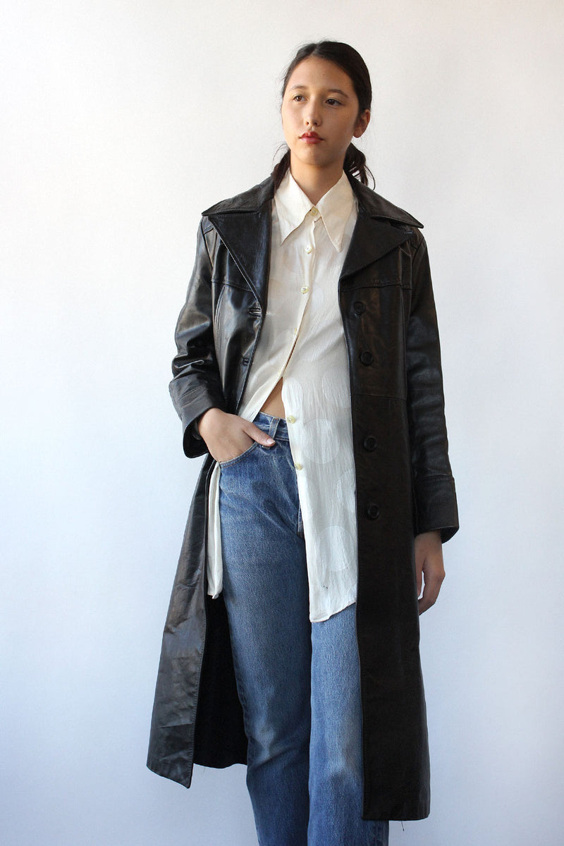Cat Long Leather Jacket S/M