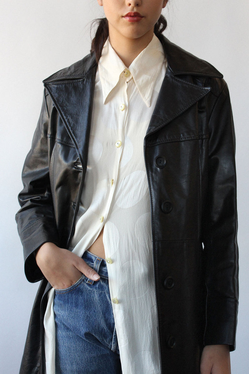 Cat Long Leather Jacket S/M
