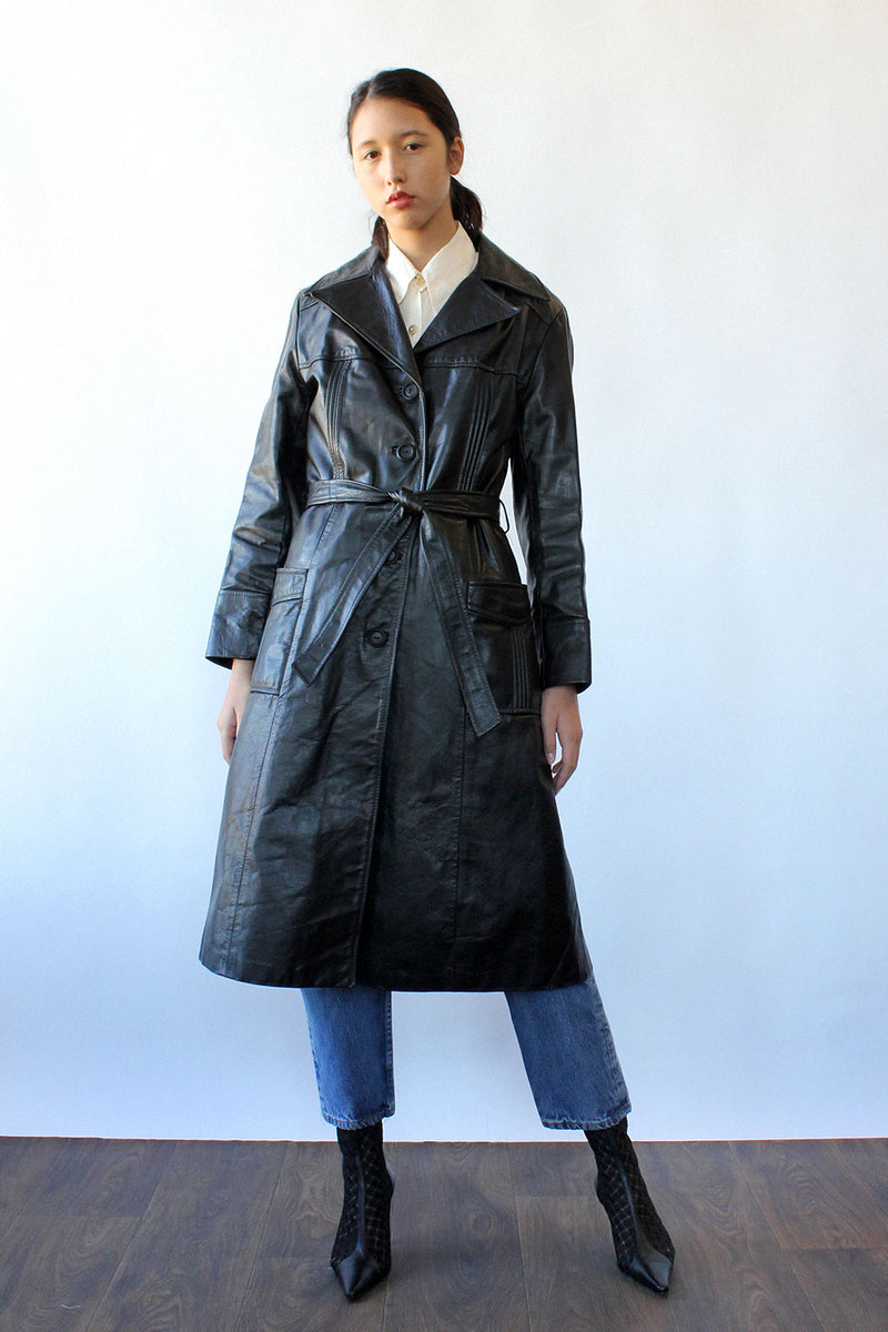 Cat Long Leather Jacket S/M