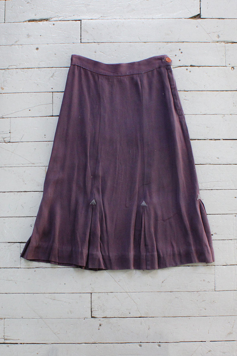 40s Purple Arrow Pleat Skirt XS/S