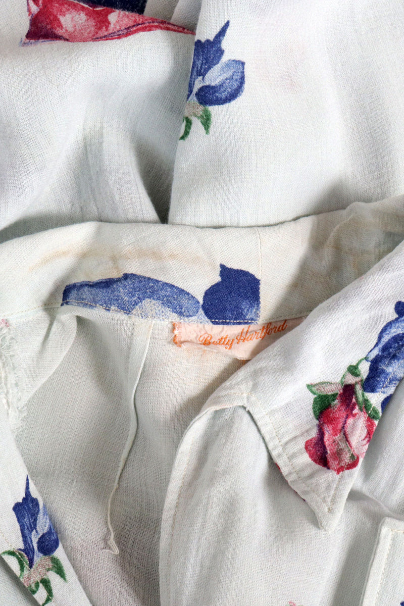 Betty Hartford Hibiscus Linen Dress S/M