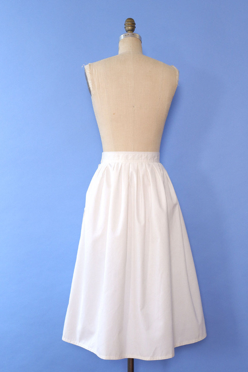 Crisp White Apron Pocket Skirt M OMNIA