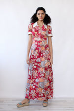 Cranberry Floral Halter Dress & Jacket S/M
