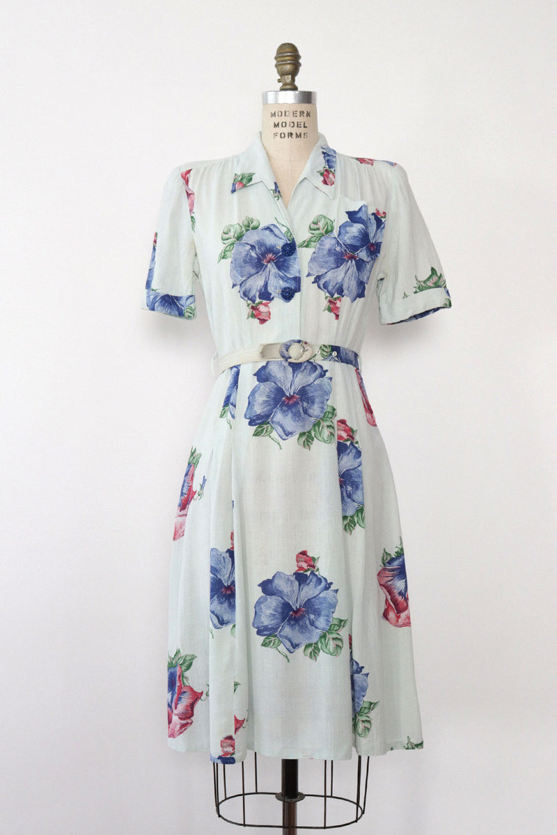Betty Hartford Hibiscus Linen Dress S/M