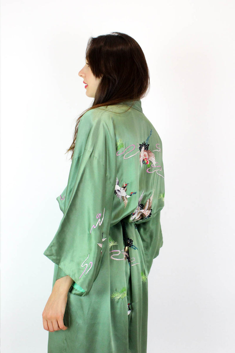 Sage Green Silk Kimono