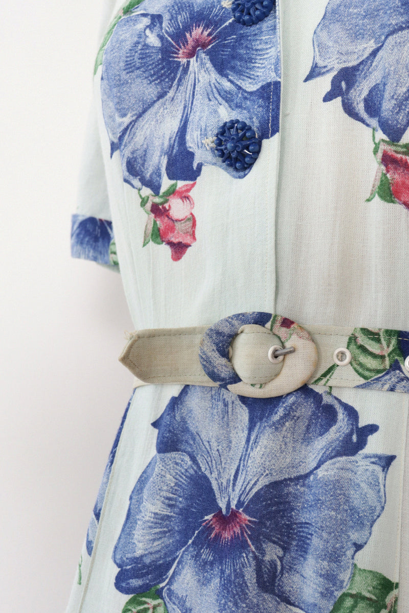Betty Hartford Hibiscus Linen Dress S/M