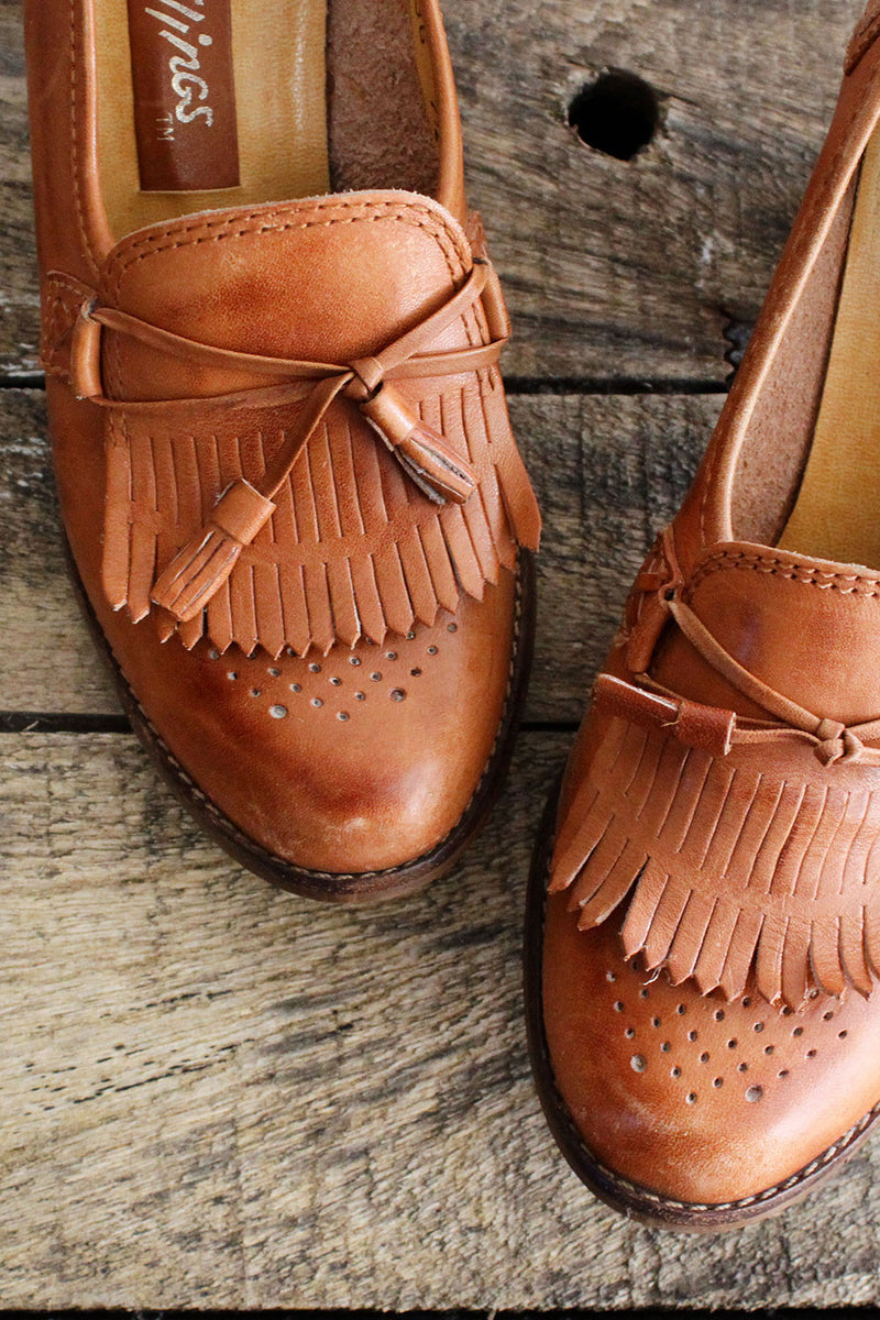 Flings Fringe Leather Heels 7