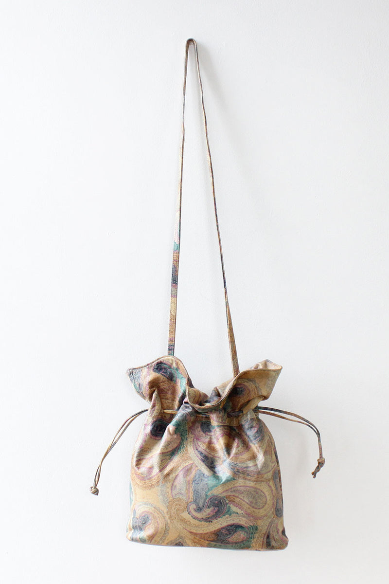 Paisley Leather Bucket Bag