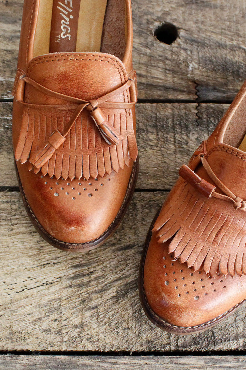 Flings Fringe Leather Heels 7