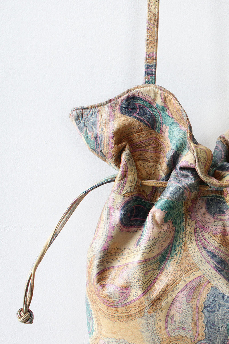 Paisley Leather Bucket Bag