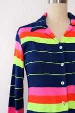 Neon Striped Knit Shirtdress S