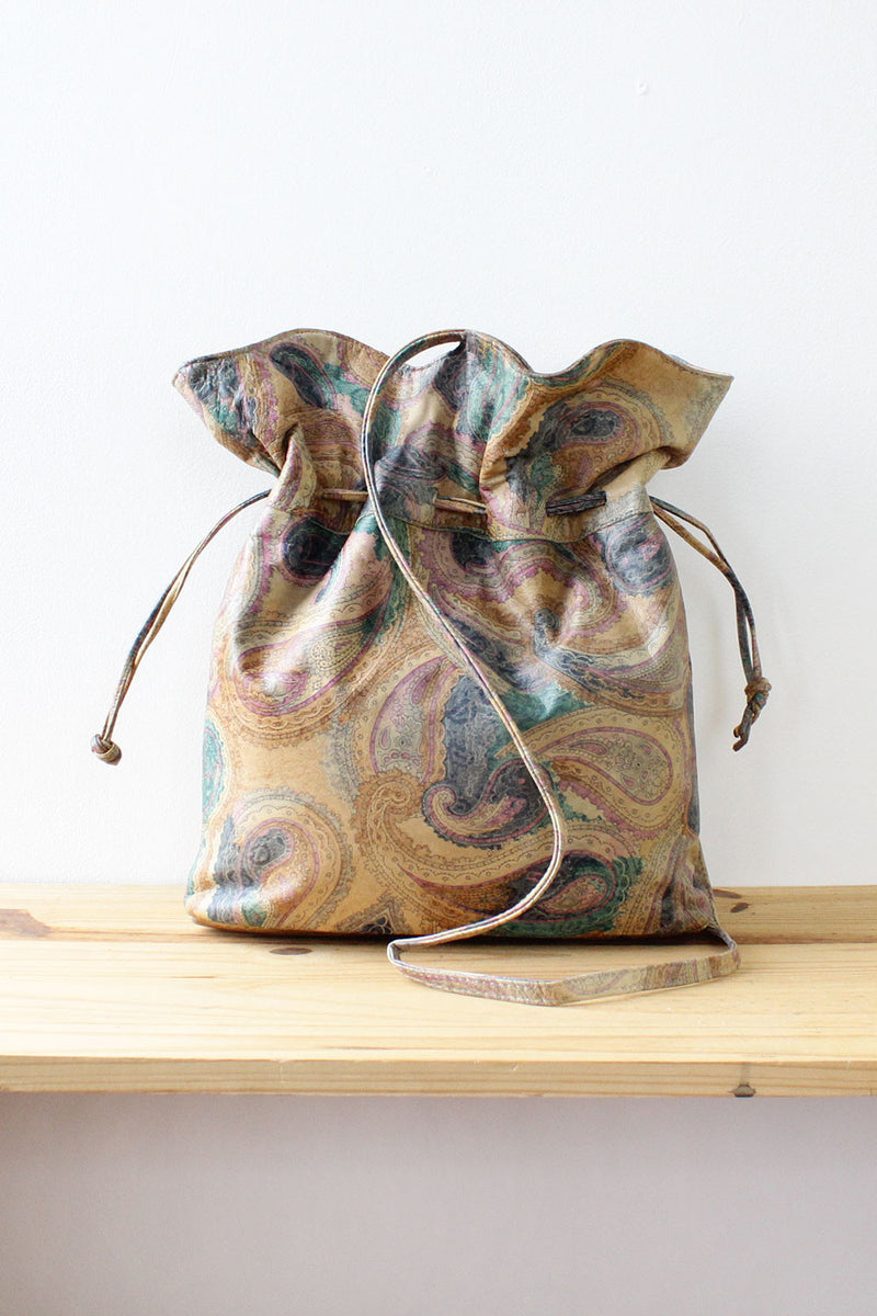 Paisley Leather Bucket Bag