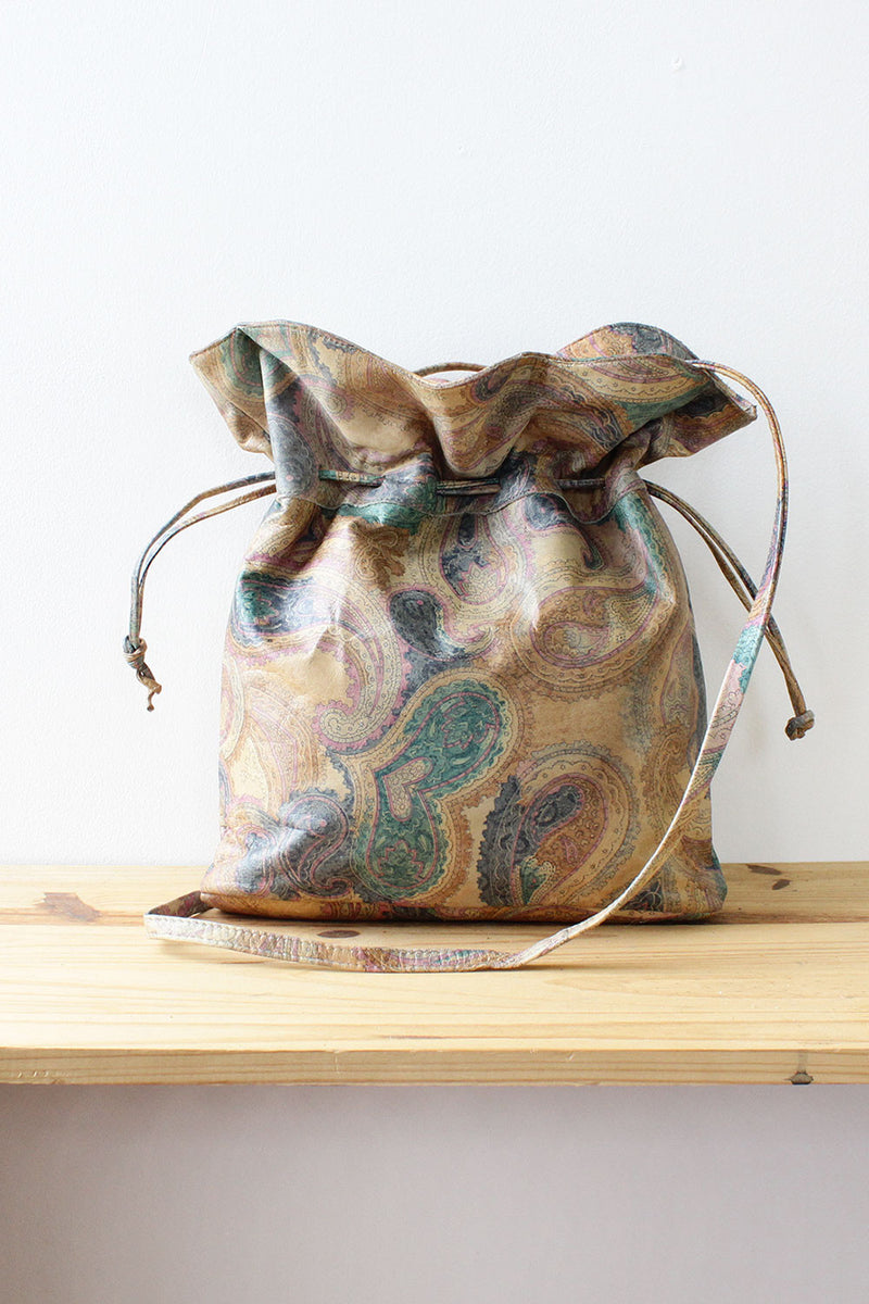 Paisley Leather Bucket Bag