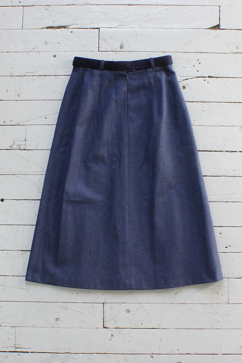 Blue Wool Antler Buckle Skirt S
