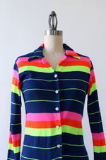 Neon Striped Knit Shirtdress S