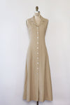 Raw Silk Tan Tea Dress M