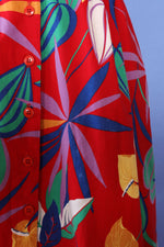 Vibrant Leafy Print Skirt M