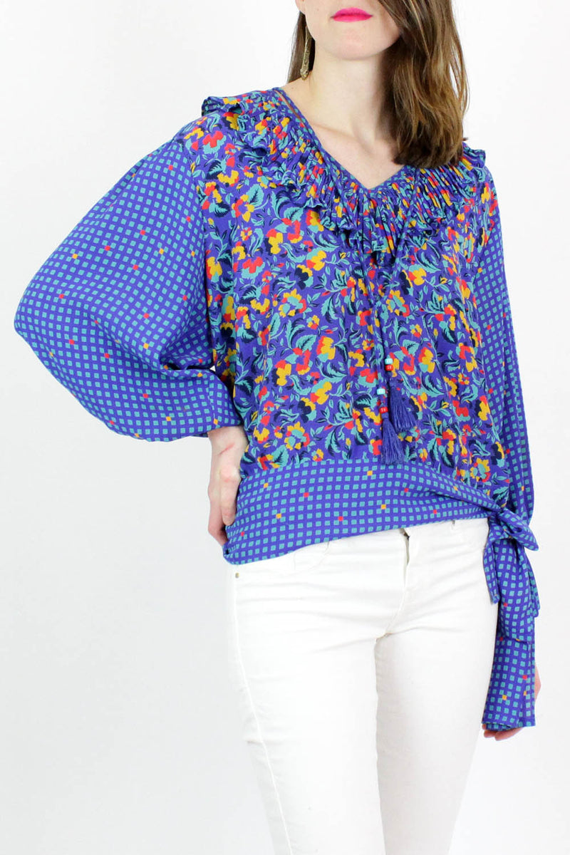 mixed print blouse