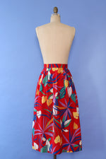 Vibrant Leafy Print Skirt M