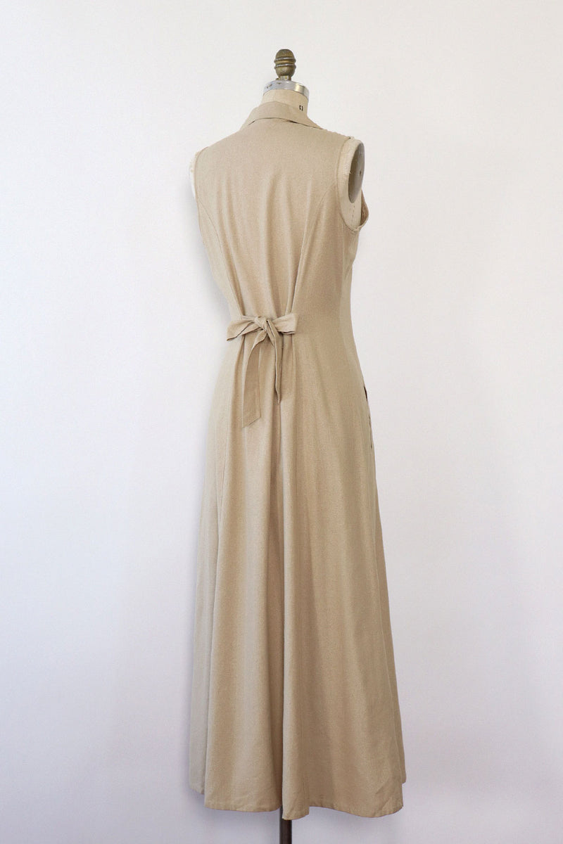 Raw Silk Tan Tea Dress M