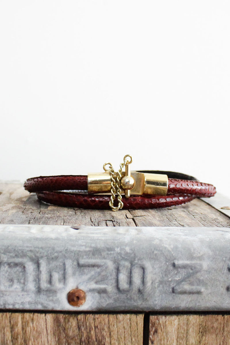 70s Snakeskin Lock Skinny Belt