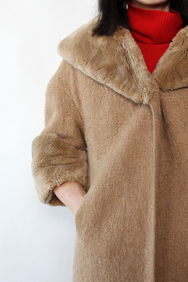 Parqué Tweed Fur Trim Coat XS-M
