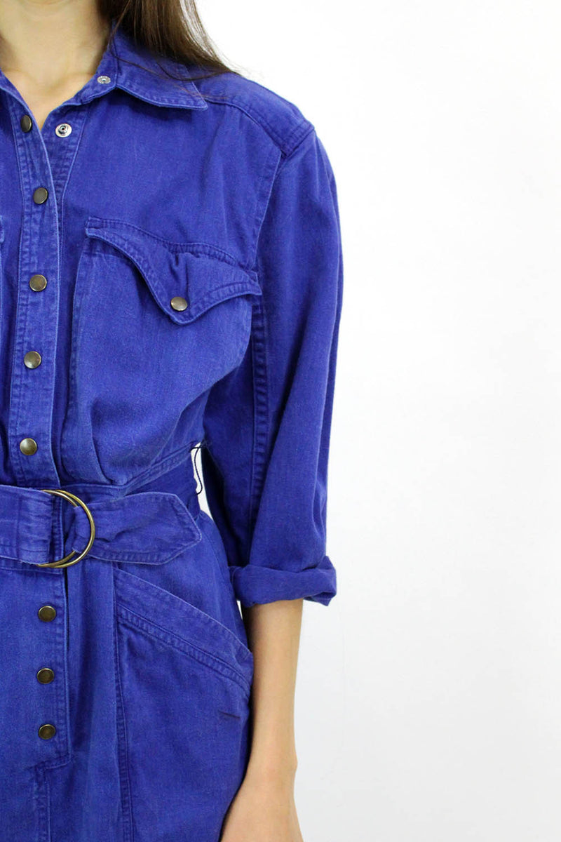 belted denim dress