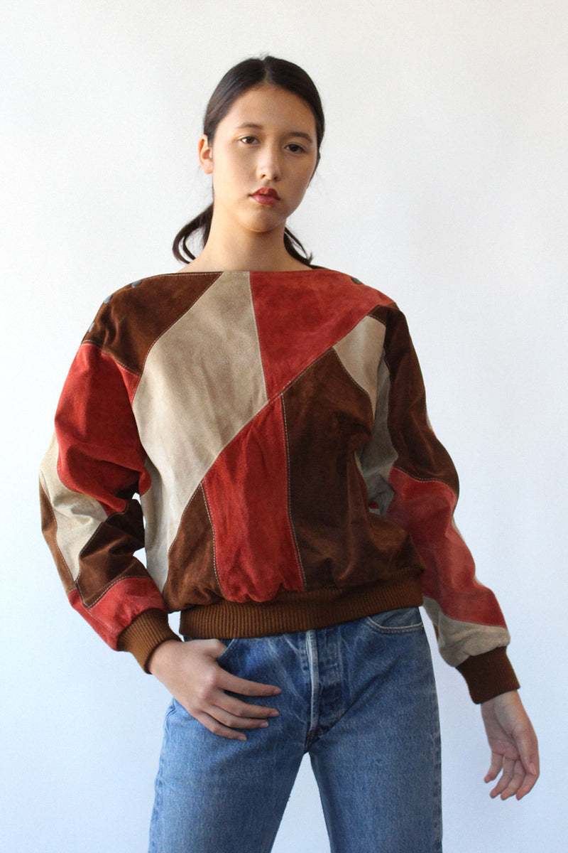 Suede Patchwork Pullover S/M