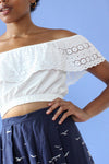 Cotton Eyelet Ruffle Crop Top S/M