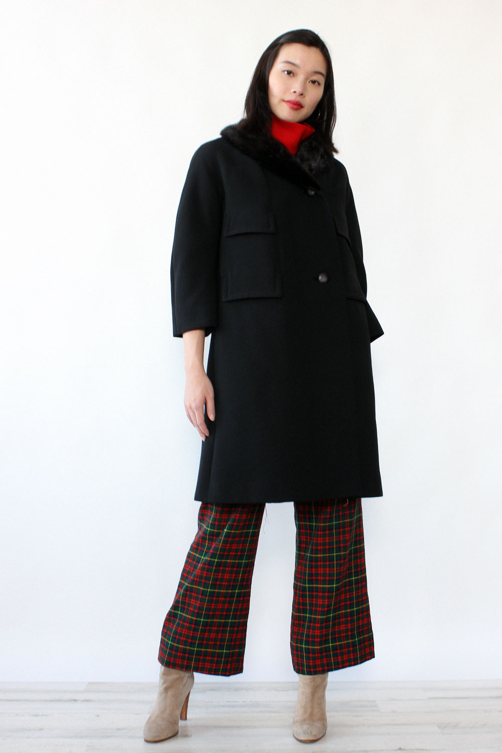 Mod Wool Fur Collar Coat S/M