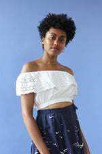 Cotton Eyelet Ruffle Crop Top S/M
