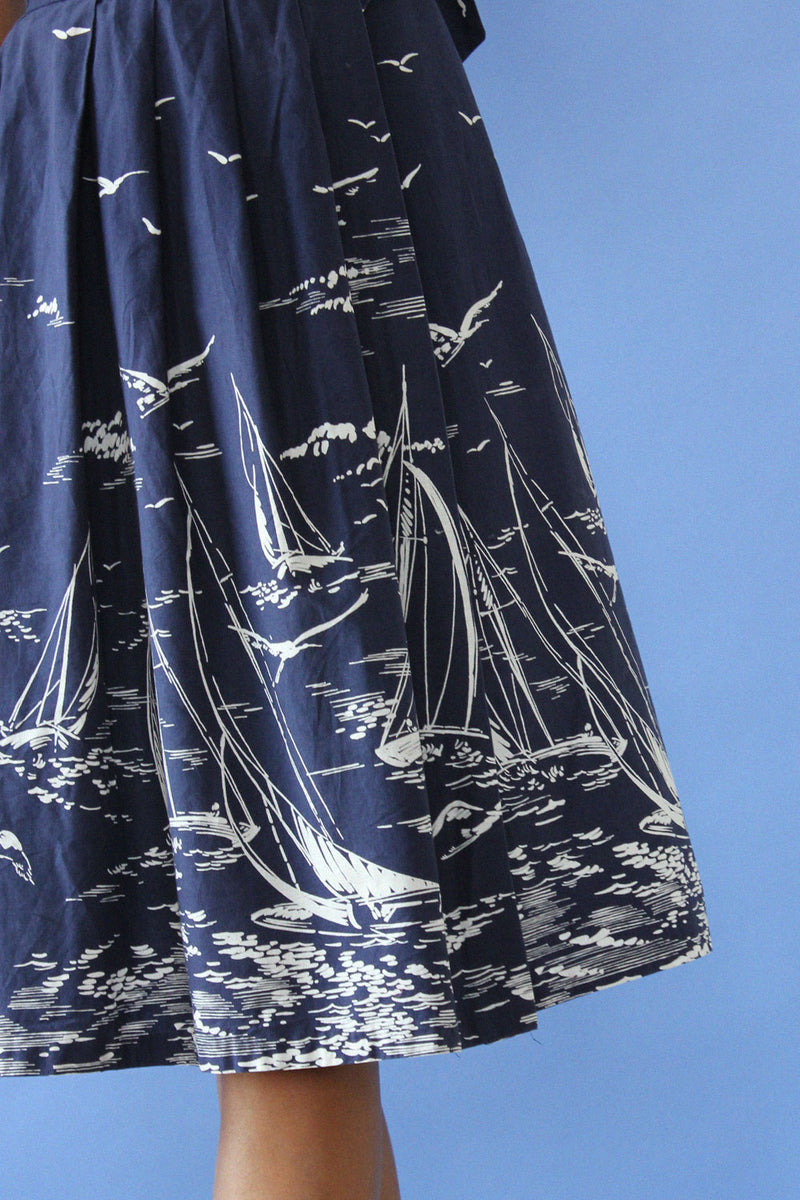 Navy Nautical Print Skirt XS