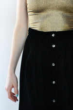 Velvet Flared Button Skirt S