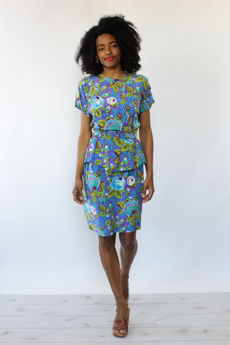 Purple Peplum Dress M