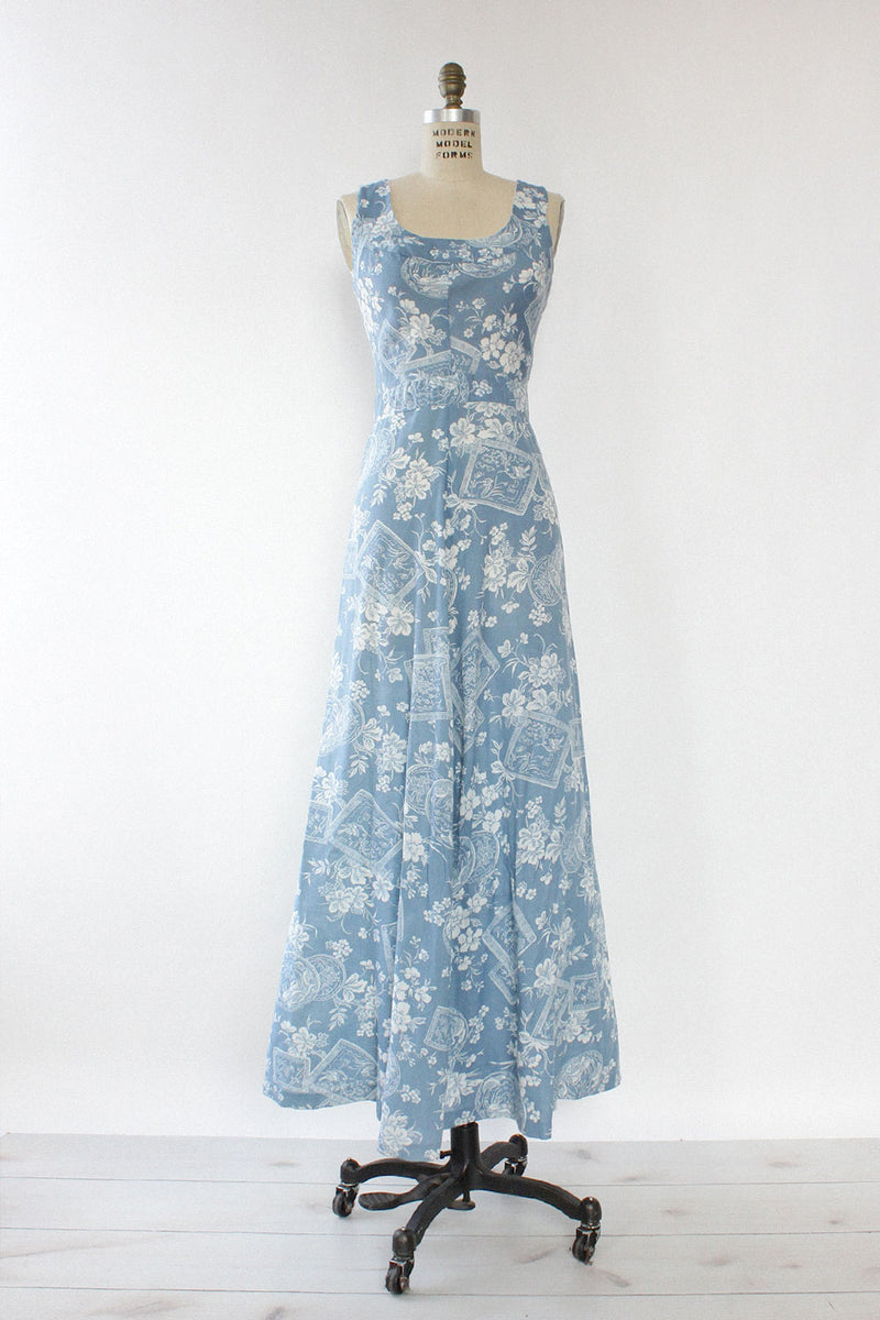 toile maxi dress Xixirimido Blue Print Women Dresses Casual Summer Dresses Tank Long Flowy Sleeveless Sundresses with Pockets Beach Vacation Outfits, Medium Pictured Model is 57 and wears a Size 4 Renzo Toile Belraj Poplin Maxi