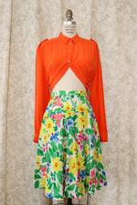 Vivid Orange Silk Blouse M/L