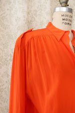 Vivid Orange Silk Blouse M/L