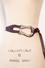 Cabernet Silver Buckle Tie Belt