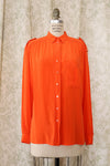 Vivid Orange Silk Blouse M/L