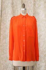 Vivid Orange Silk Blouse M/L