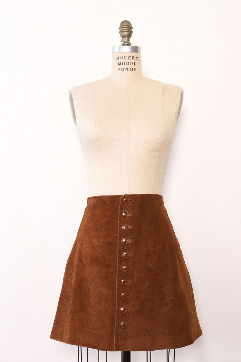 Cinnamon Suede Mini Skirt S
