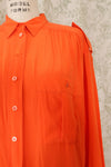 Vivid Orange Silk Blouse M/L